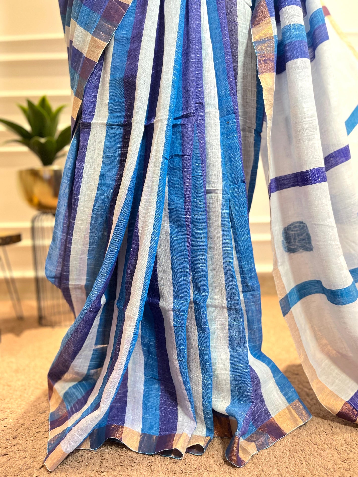 Linen Saree | Gulaab | Blue