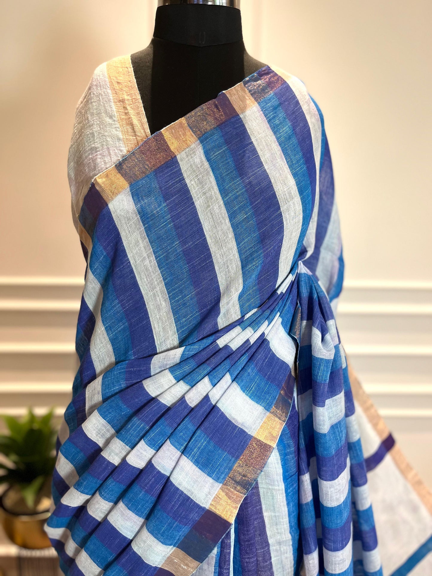 Linen Saree | Gulaab | Blue