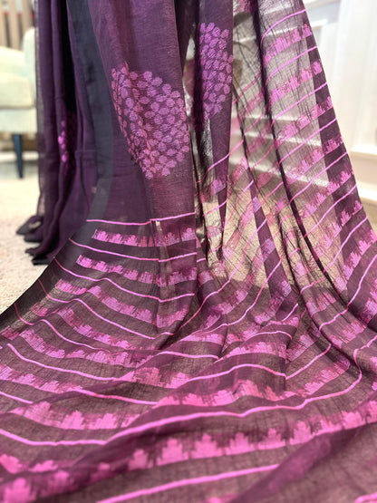 Linen Saree | Guldasta | Magenta