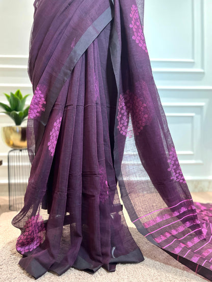 Linen Saree | Guldasta | Magenta