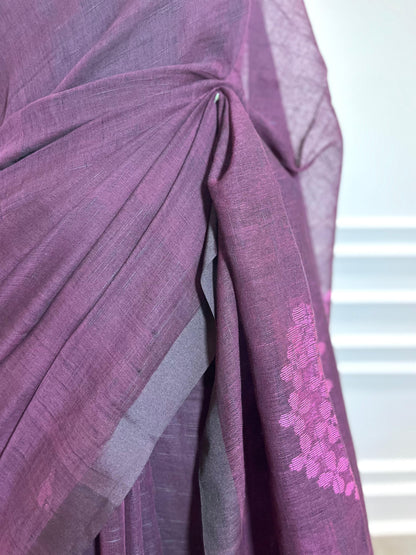 Linen Saree | Guldasta | Magenta