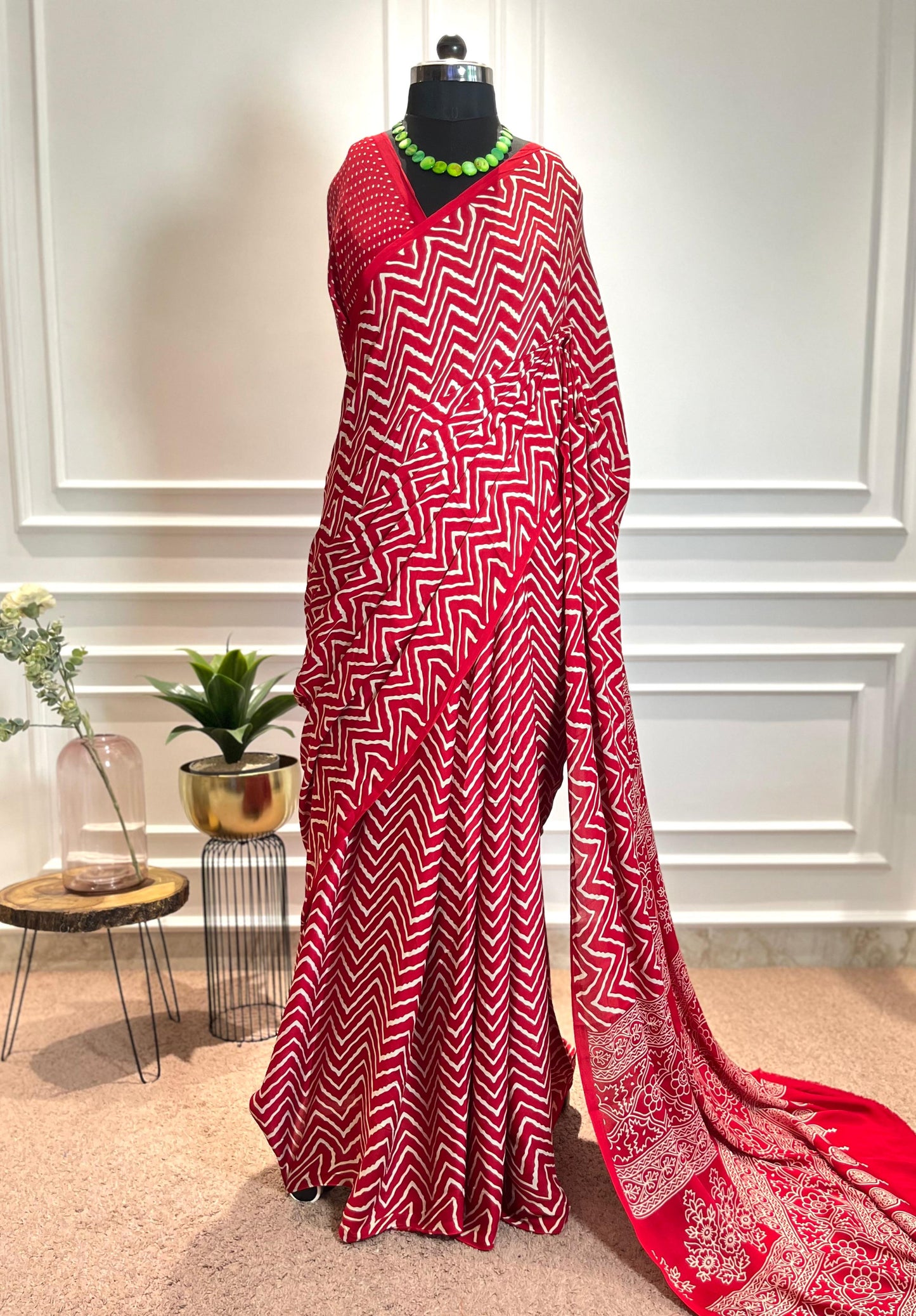 Modal Silk Saree | Leheriya | Red