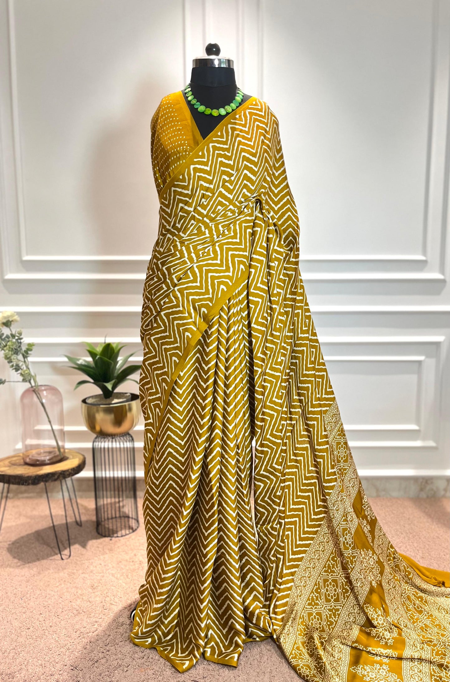 Modal Silk Saree | Leheriya | Yellow