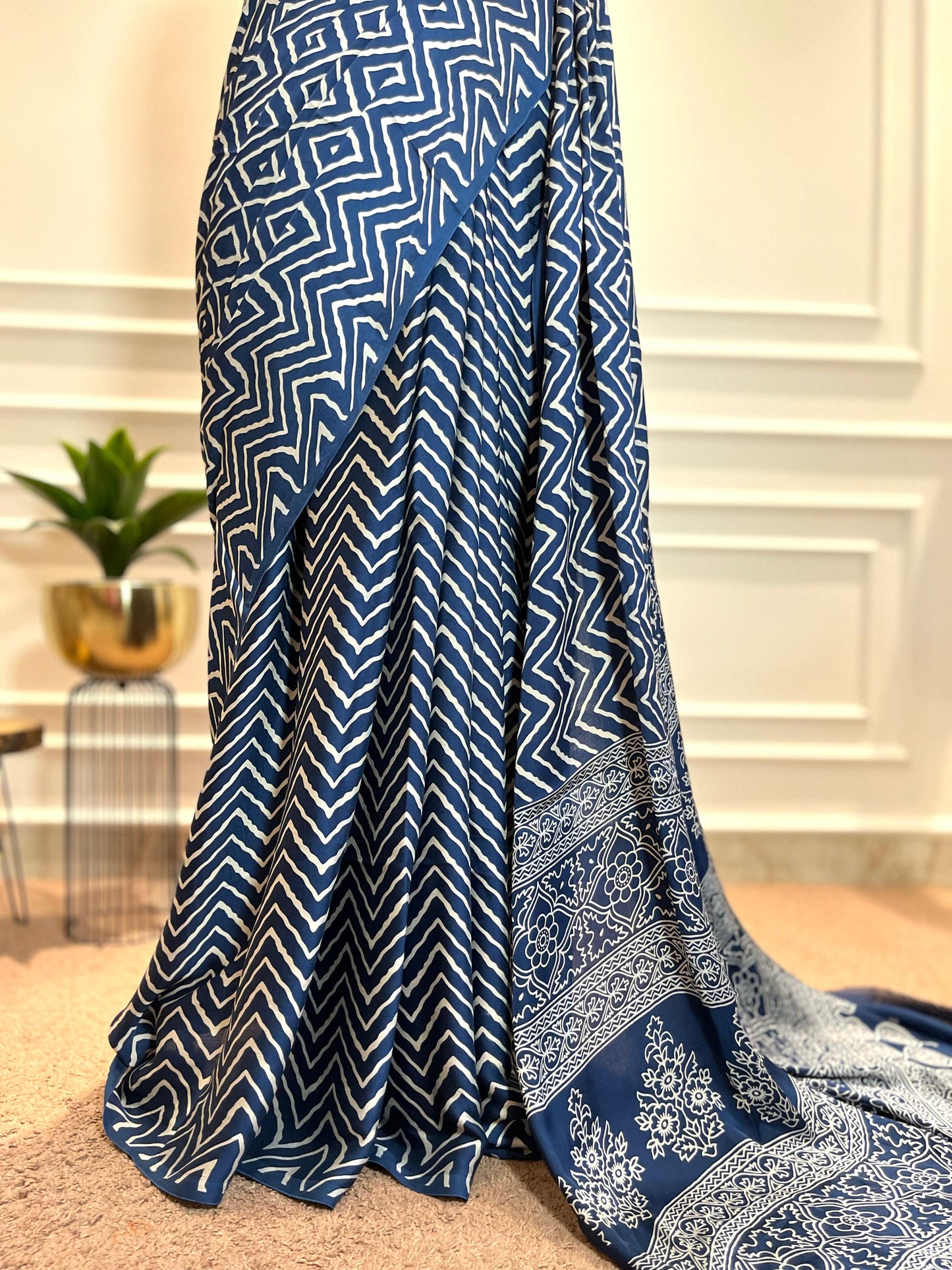 Modal Silk Saree | Leheriya | Blue