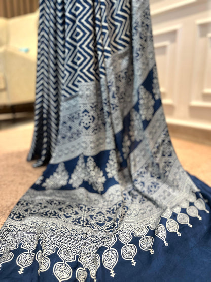 Modal Silk Saree | Leheriya | Blue