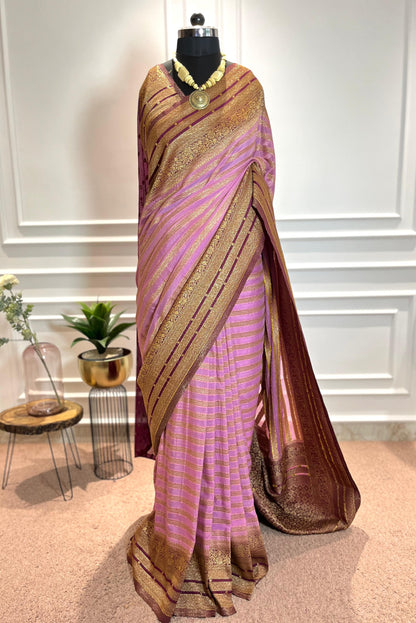 Party Wear Saree | Azara | Pink