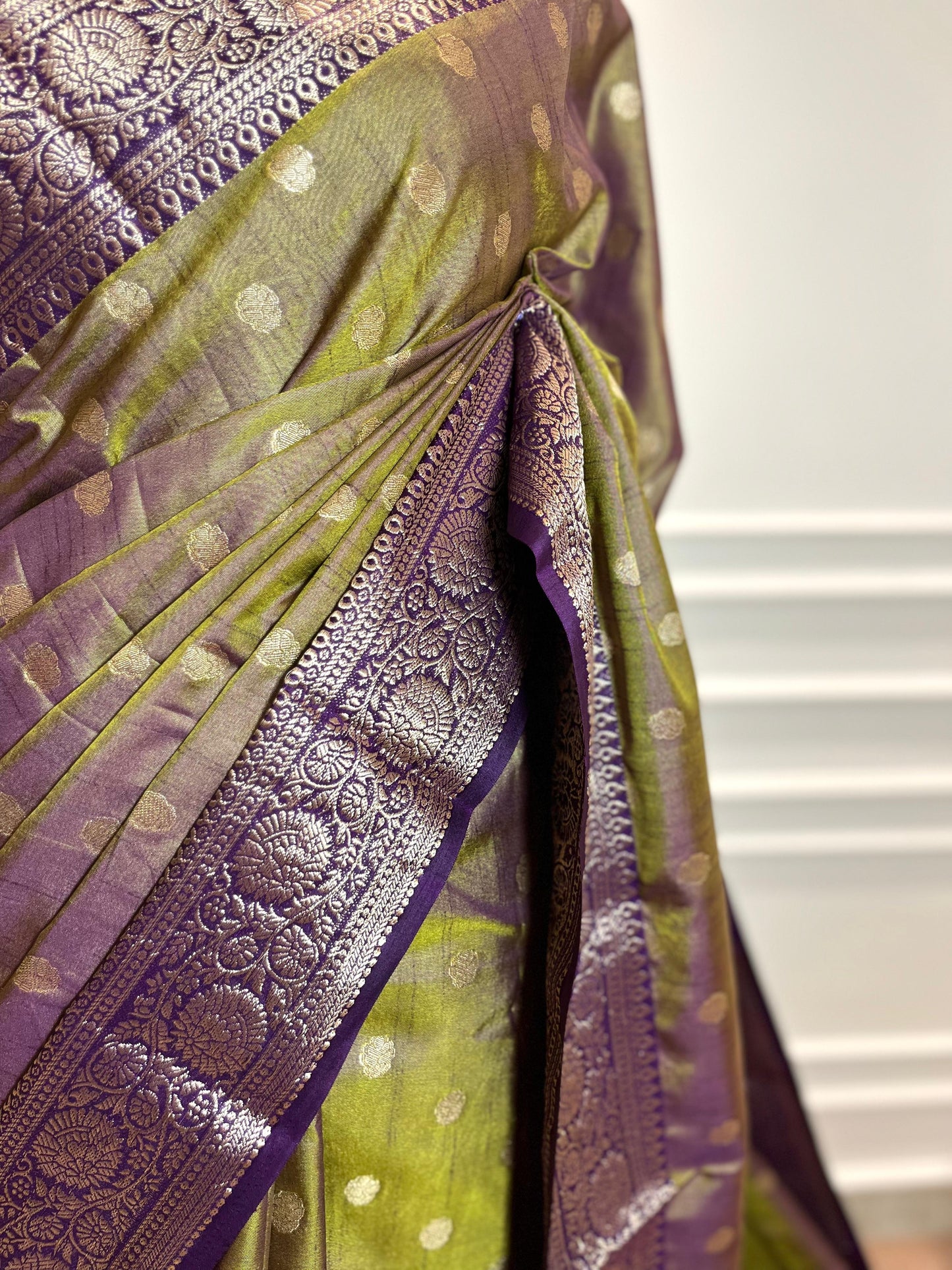 Party Wear Saree | Shagun | Green & Purple