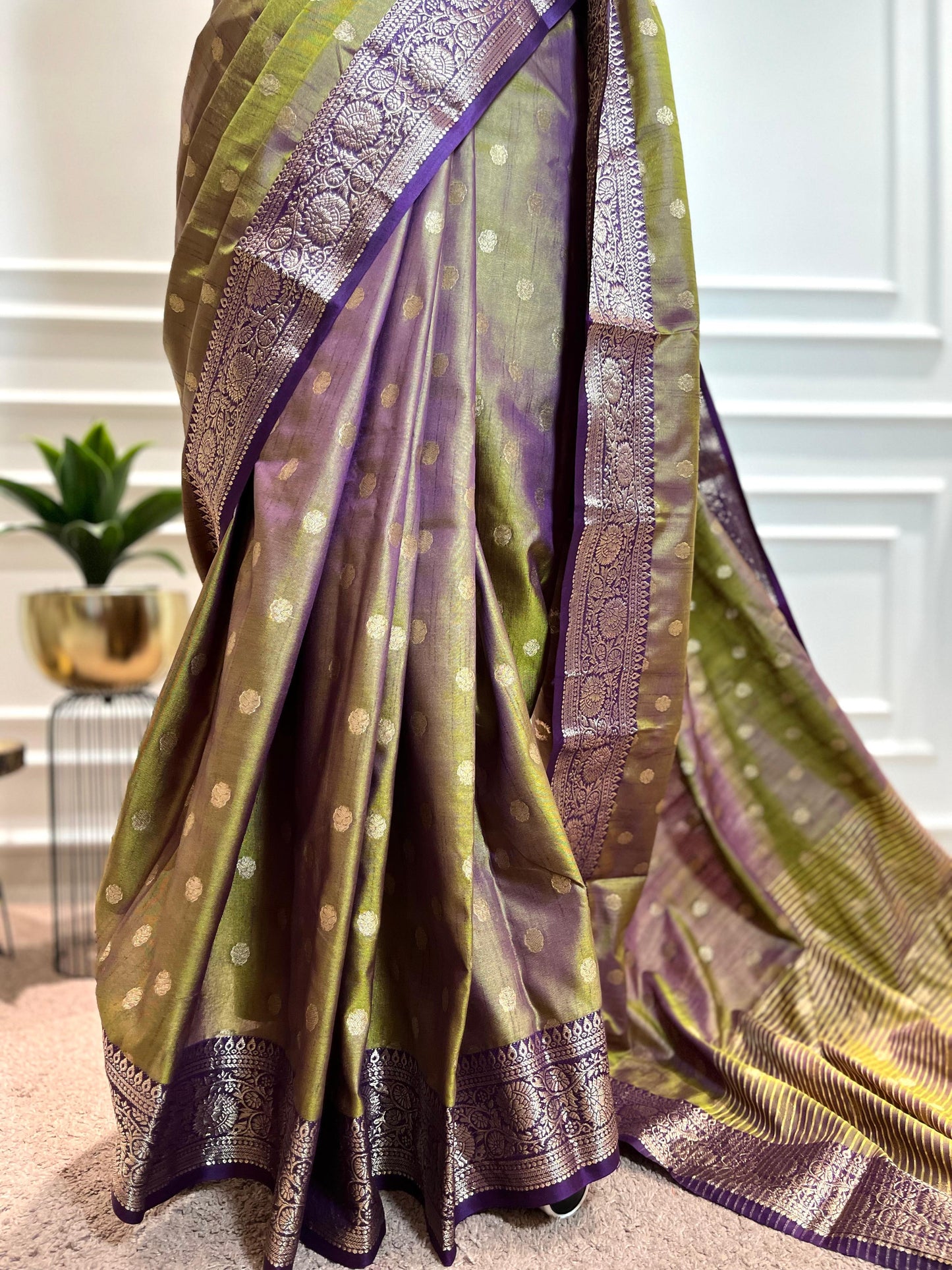 Party Wear Saree | Shagun | Green & Purple