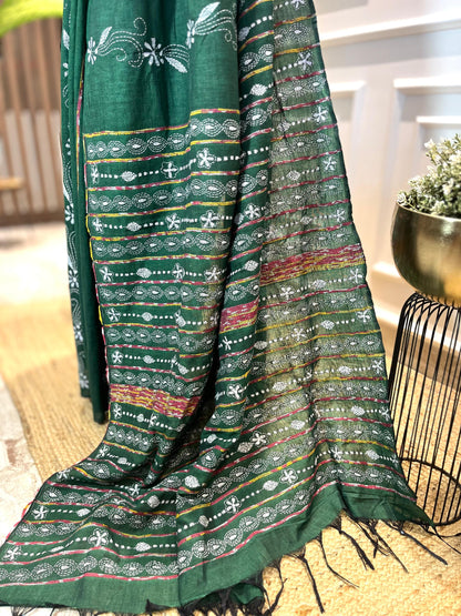 Hariyali | Kantha Stitch Saree