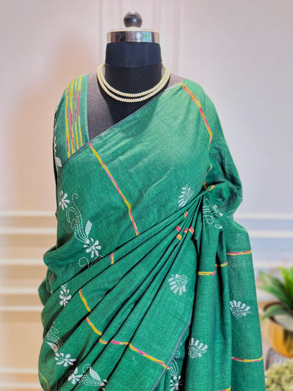 Hariyali | Kantha Stitch Saree