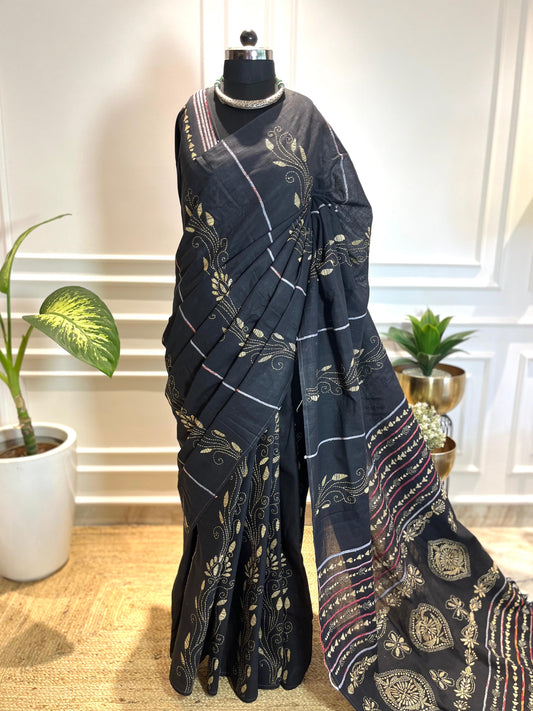 Kaala Teeka | Kantha Stitch Saree