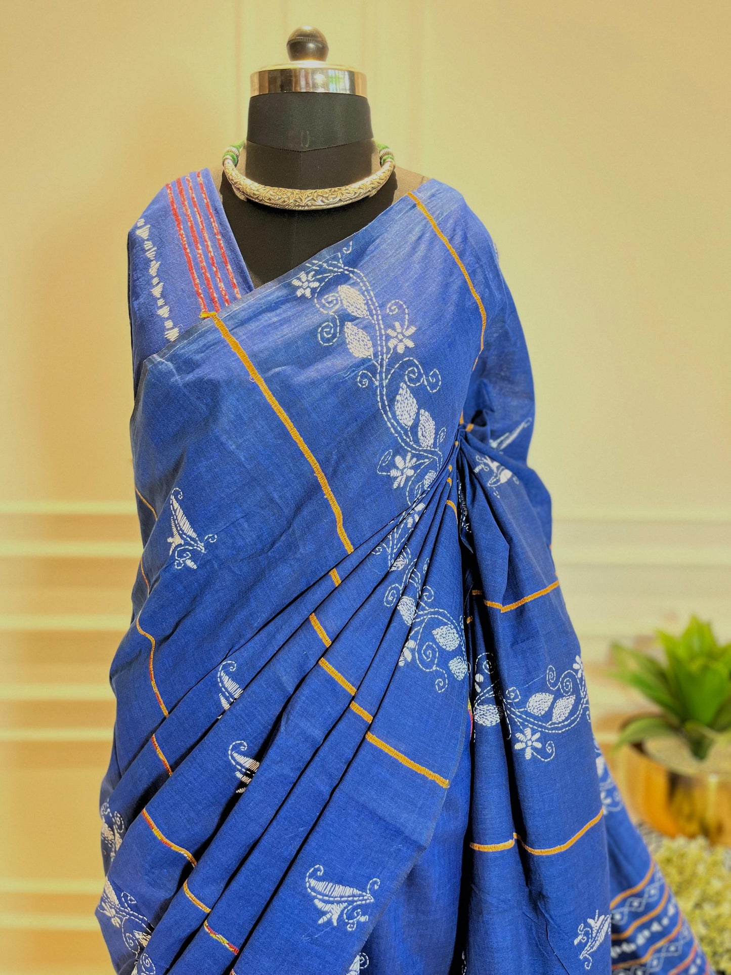 Neelvarn | Kantha Stitch Saree