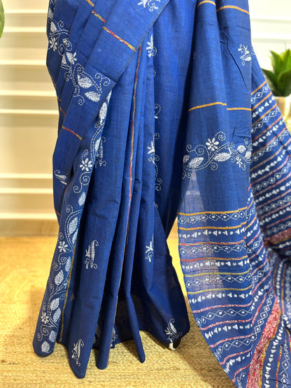 Neelvarn | Kantha Stitch Saree