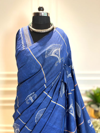 Morpankh | Kantha Stitch Saree