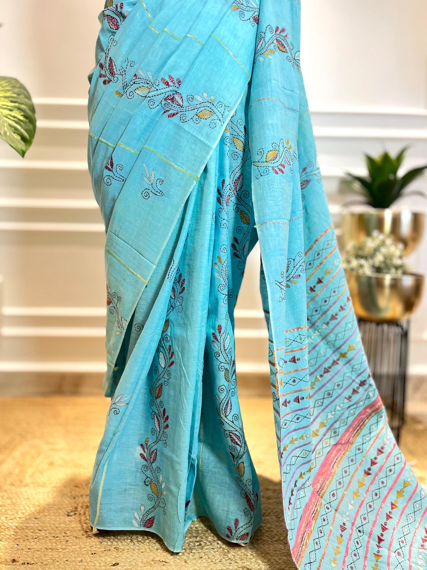 Aasmani | Kantha Stitch Saree