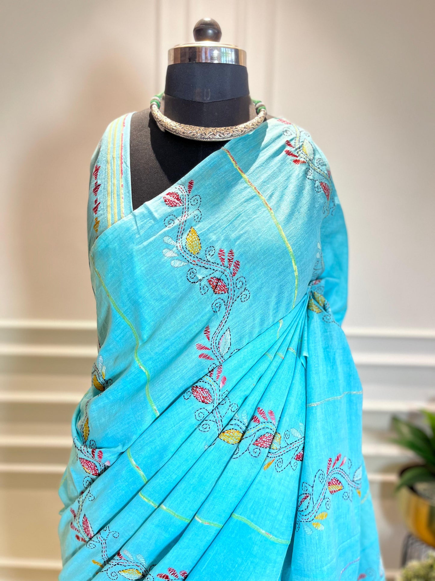 Aasmani | Kantha Stitch Saree