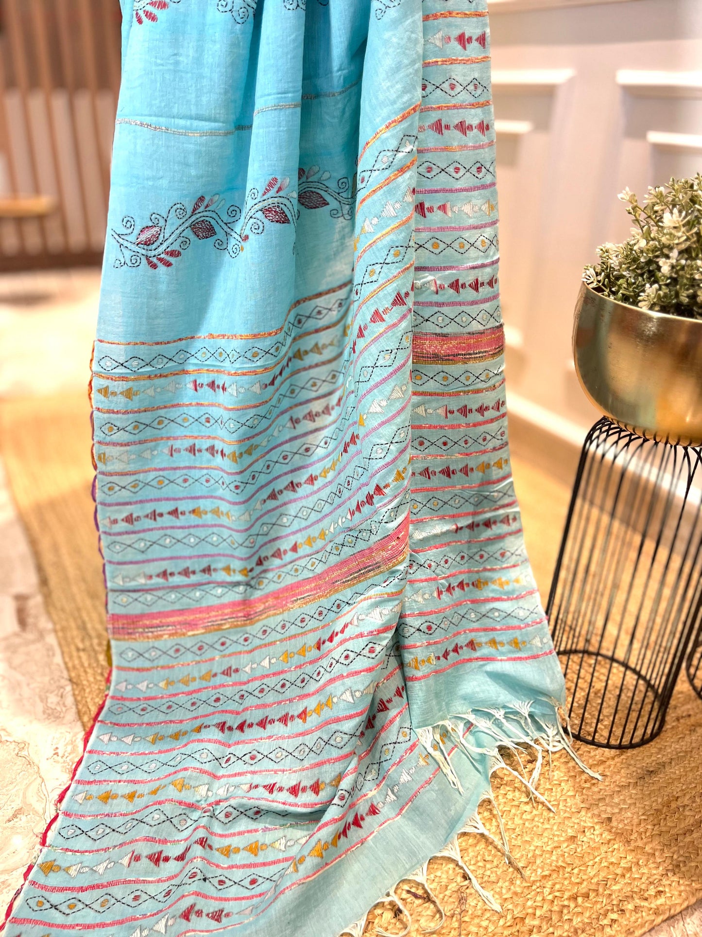 Aasmani | Kantha Stitch Saree