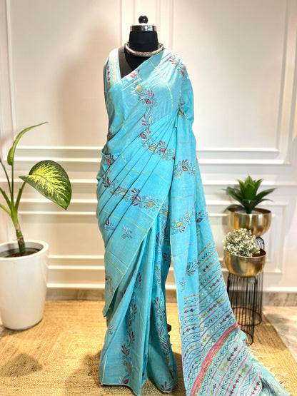 Aasmani | Kantha Stitch Saree