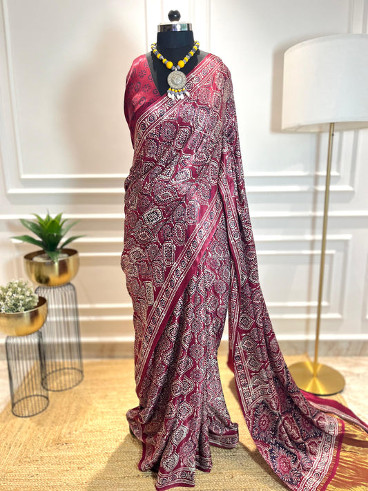 Maroon Barfi | Modal Silk Saree