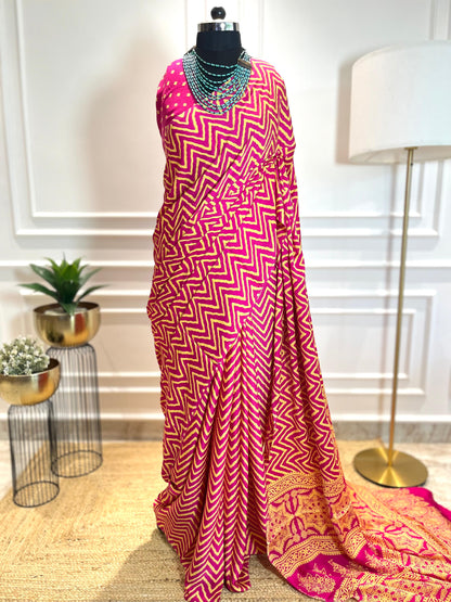 Gulaabi Lehrein | Modal Silk Saree