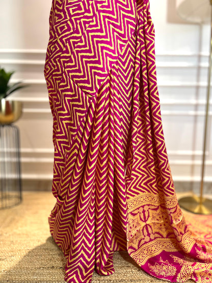 Gulaabi Lehrein | Modal Silk Saree