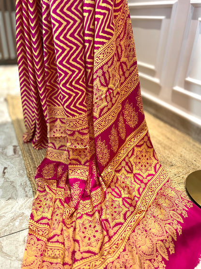 Gulaabi Lehrein | Modal Silk Saree