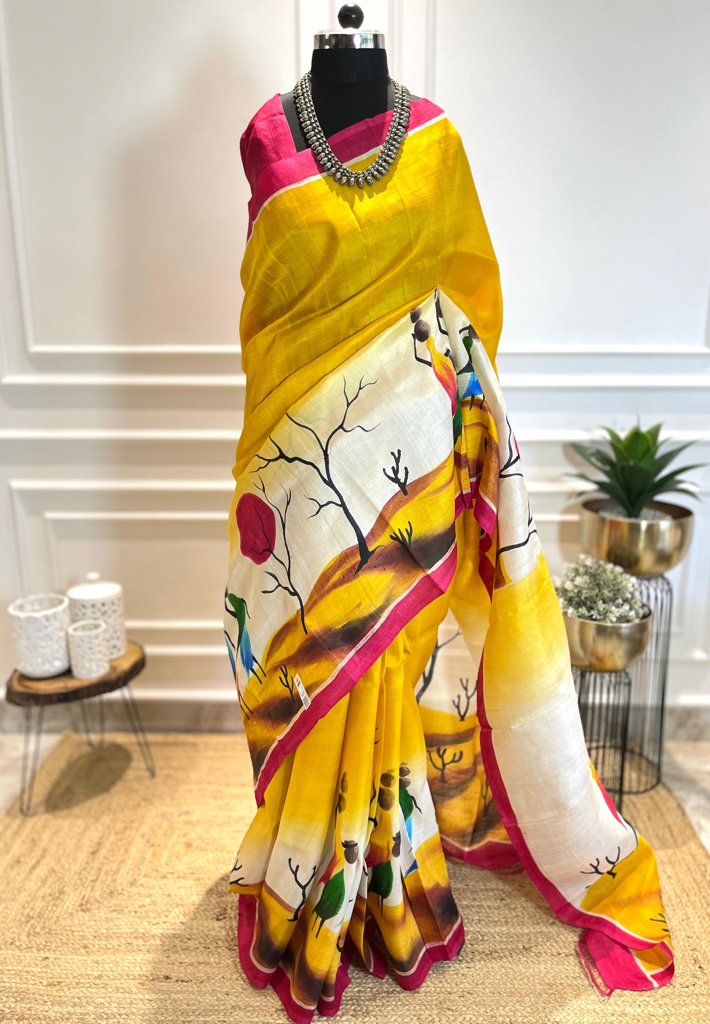 Desert Moon | Handpainted Silk Saree