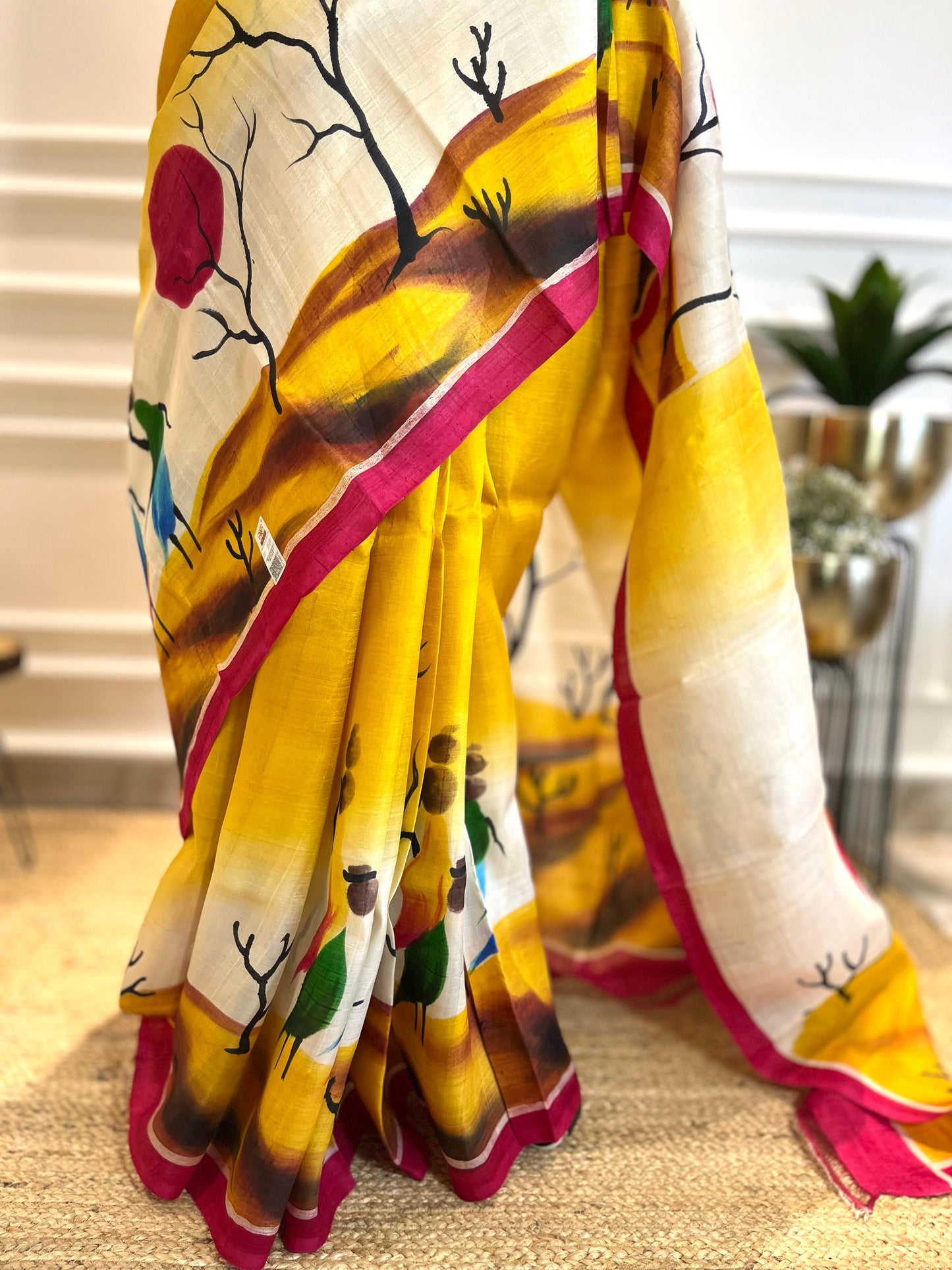 Desert Moon | Handpainted Silk Saree