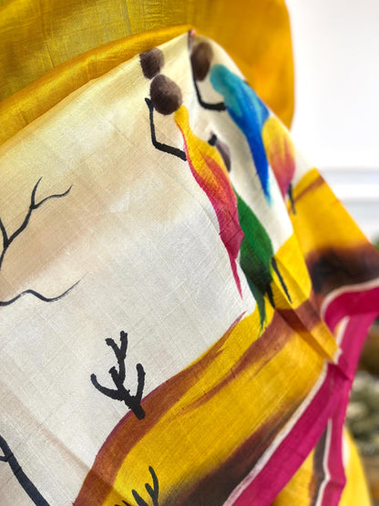 Desert Moon | Handpainted Silk Saree