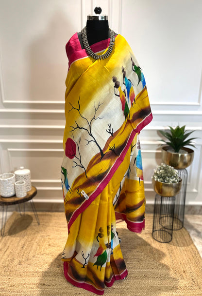 Desert Moon | Handpainted Silk Saree