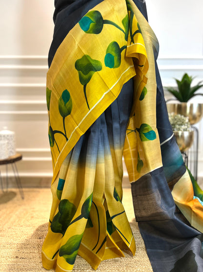 The Inner Lotus | Handpainted Silk Saree