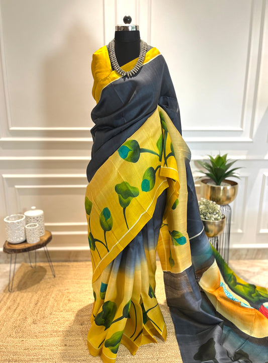 The Inner Lotus | Handpainted Silk Saree