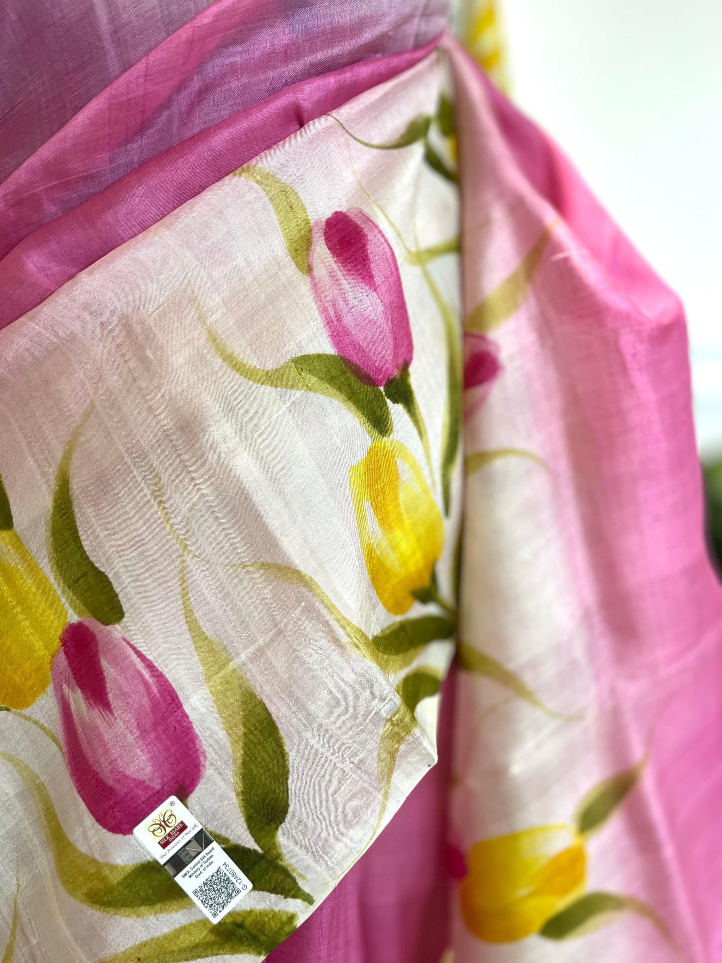 Tulip Fields | Handpainted Silk Saree