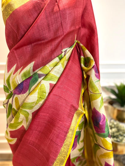 Passion Petals | Handpainted Silk Saree