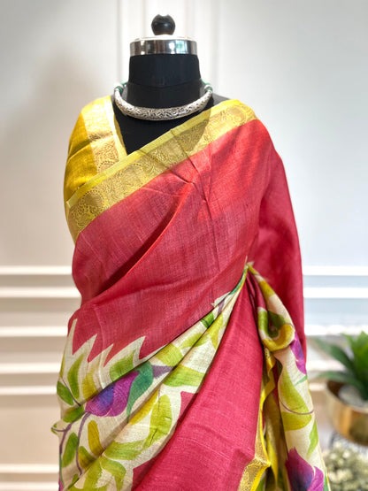 Passion Petals | Handpainted Silk Saree