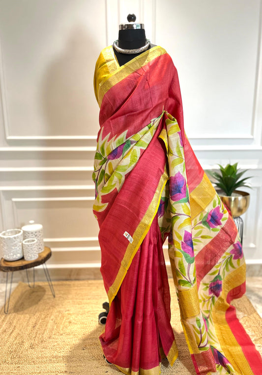 Passion Petals | Handpainted Silk Saree