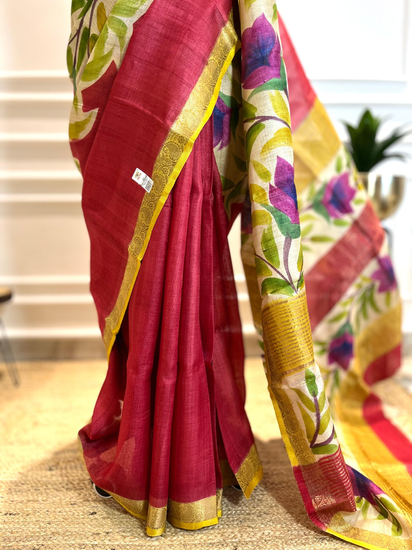 Passion Petals | Handpainted Silk Saree