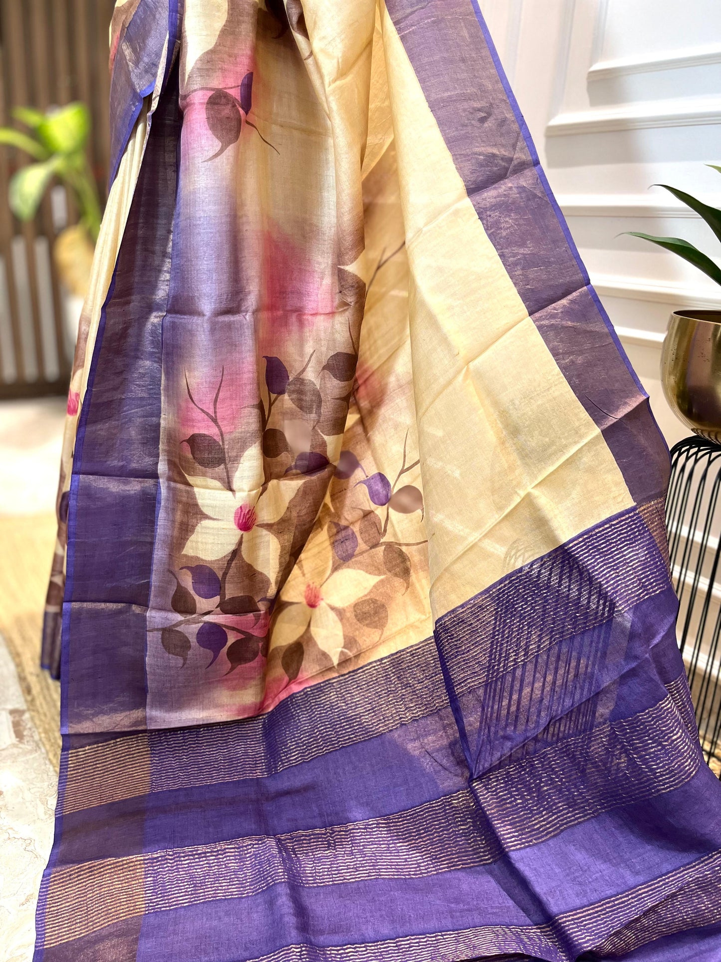 A Touch of Jasmine | Handpainted Silk Saree