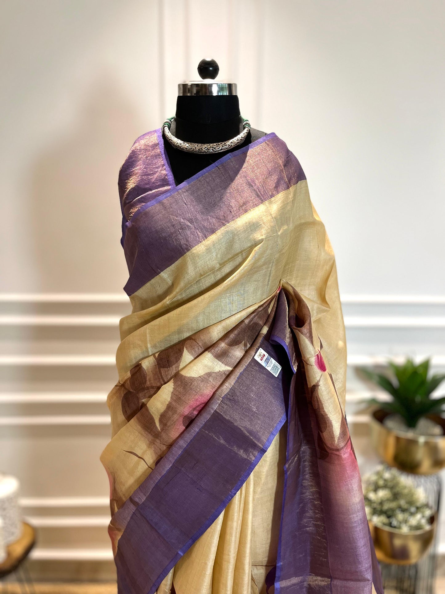 A Touch of Jasmine | Handpainted Silk Saree