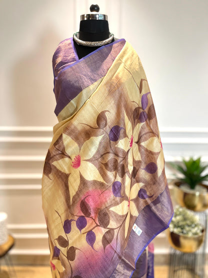 A Touch of Jasmine | Handpainted Silk Saree