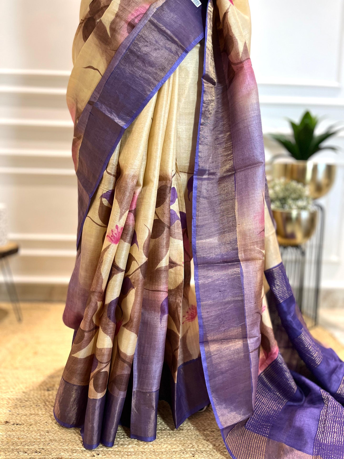 A Touch of Jasmine | Handpainted Silk Saree