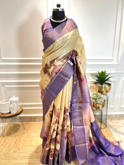 A Touch of Jasmine | Handpainted Silk Saree