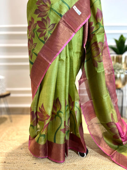 Lotus Love | Handpainted Silk Saree