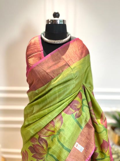 Lotus Love | Handpainted Silk Saree