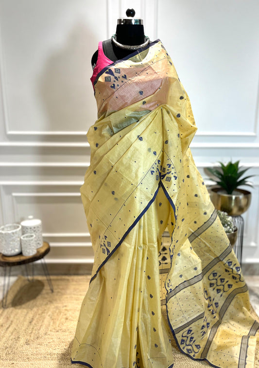 Temple Blues | Tussar Silk Saree