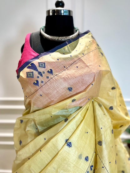 Temple Blues | Tussar Silk Saree