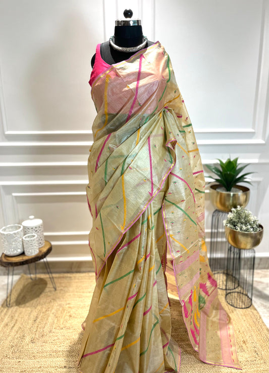 Sunehri Aari | Tussar Silk Saree