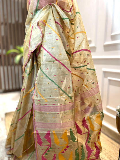 Sunehri Aari | Tussar Silk Saree