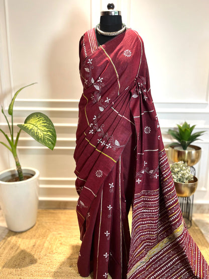 Gehri Laali | Kantha Stitch Saree