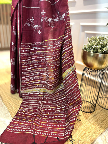 Gehri Laali | Kantha Stitch Saree